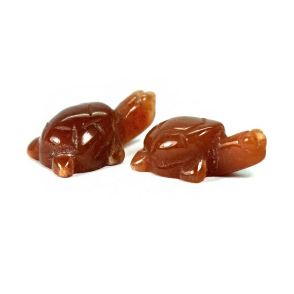 Natural Honey Jade Turtle Carvings 2pc 27.53ct Burma Gemstone Figurines - Picture 3 of 3